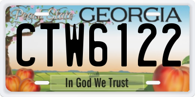 GA license plate CTW6122