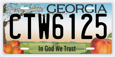 GA license plate CTW6125