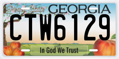 GA license plate CTW6129