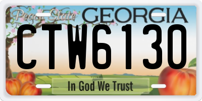 GA license plate CTW6130