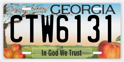 GA license plate CTW6131