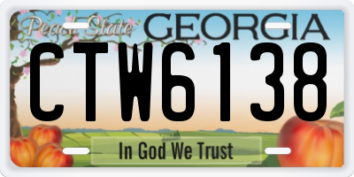 GA license plate CTW6138
