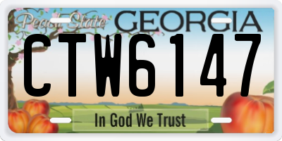 GA license plate CTW6147