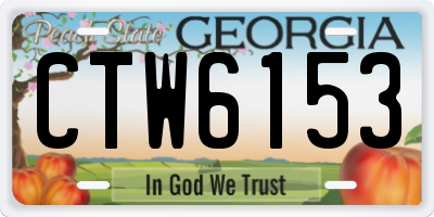 GA license plate CTW6153