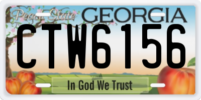 GA license plate CTW6156