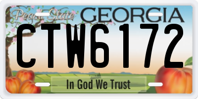 GA license plate CTW6172