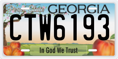 GA license plate CTW6193