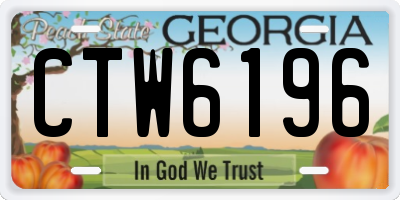 GA license plate CTW6196