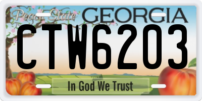 GA license plate CTW6203