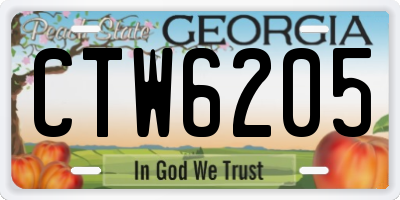 GA license plate CTW6205