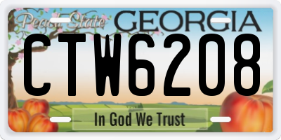 GA license plate CTW6208