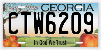 GA license plate CTW6209