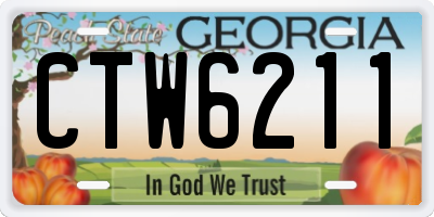 GA license plate CTW6211