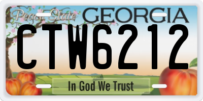 GA license plate CTW6212