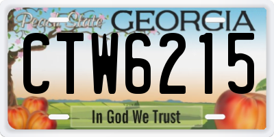GA license plate CTW6215