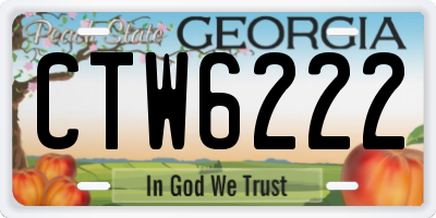 GA license plate CTW6222