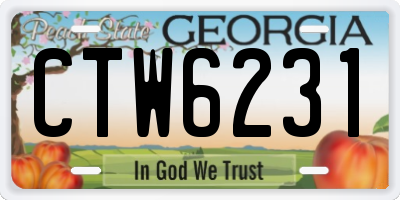 GA license plate CTW6231