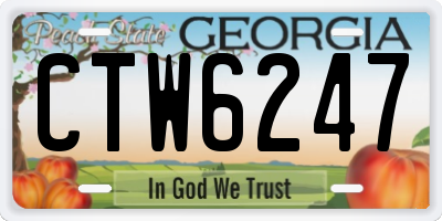 GA license plate CTW6247