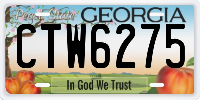 GA license plate CTW6275