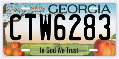 GA license plate CTW6283