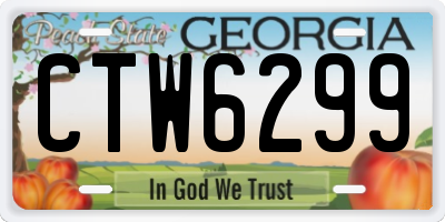 GA license plate CTW6299