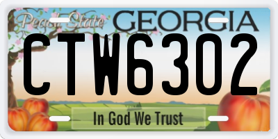 GA license plate CTW6302