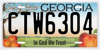 GA license plate CTW6304