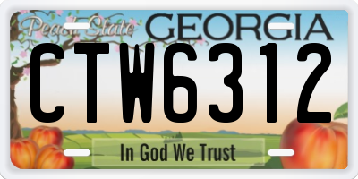 GA license plate CTW6312