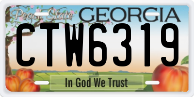 GA license plate CTW6319