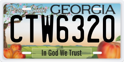 GA license plate CTW6320