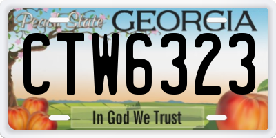 GA license plate CTW6323