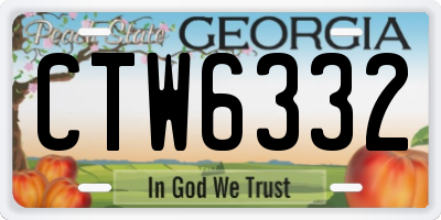 GA license plate CTW6332