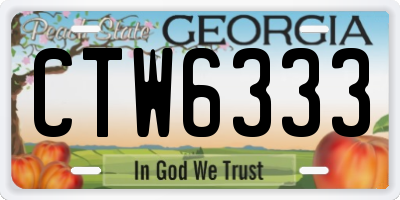GA license plate CTW6333