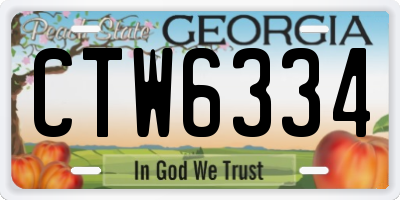 GA license plate CTW6334