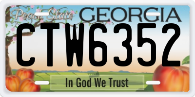 GA license plate CTW6352