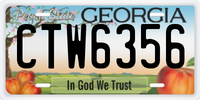 GA license plate CTW6356