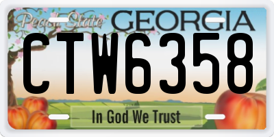 GA license plate CTW6358