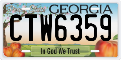 GA license plate CTW6359