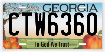 GA license plate CTW6360