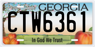 GA license plate CTW6361