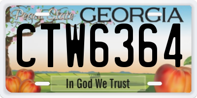 GA license plate CTW6364