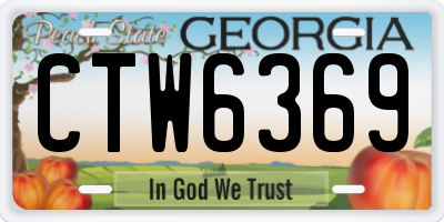 GA license plate CTW6369