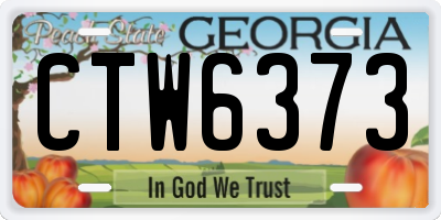 GA license plate CTW6373