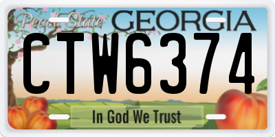 GA license plate CTW6374