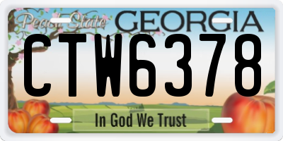 GA license plate CTW6378