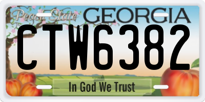 GA license plate CTW6382