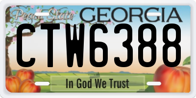 GA license plate CTW6388