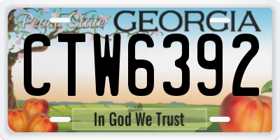 GA license plate CTW6392