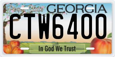 GA license plate CTW6400