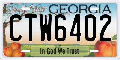 GA license plate CTW6402